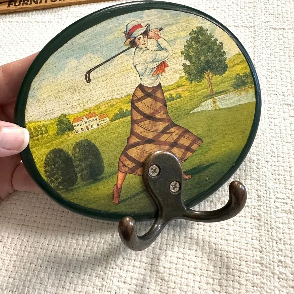 Navika Lady Golfer Wall Hook Vintage Golf Decor Coat Towel Hook